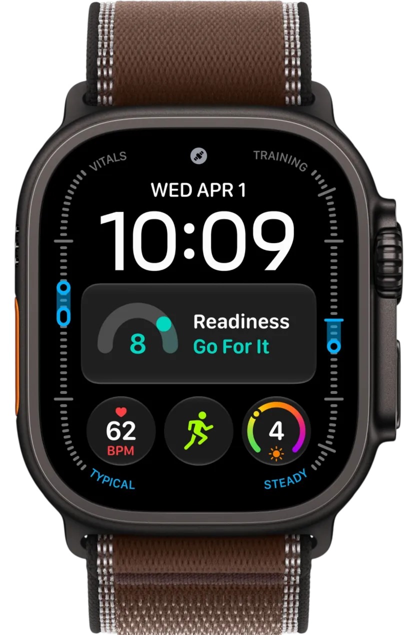 Apple Watch Ultra 4 Black Titanium Case with Dark Umber Trail Loop S/M
