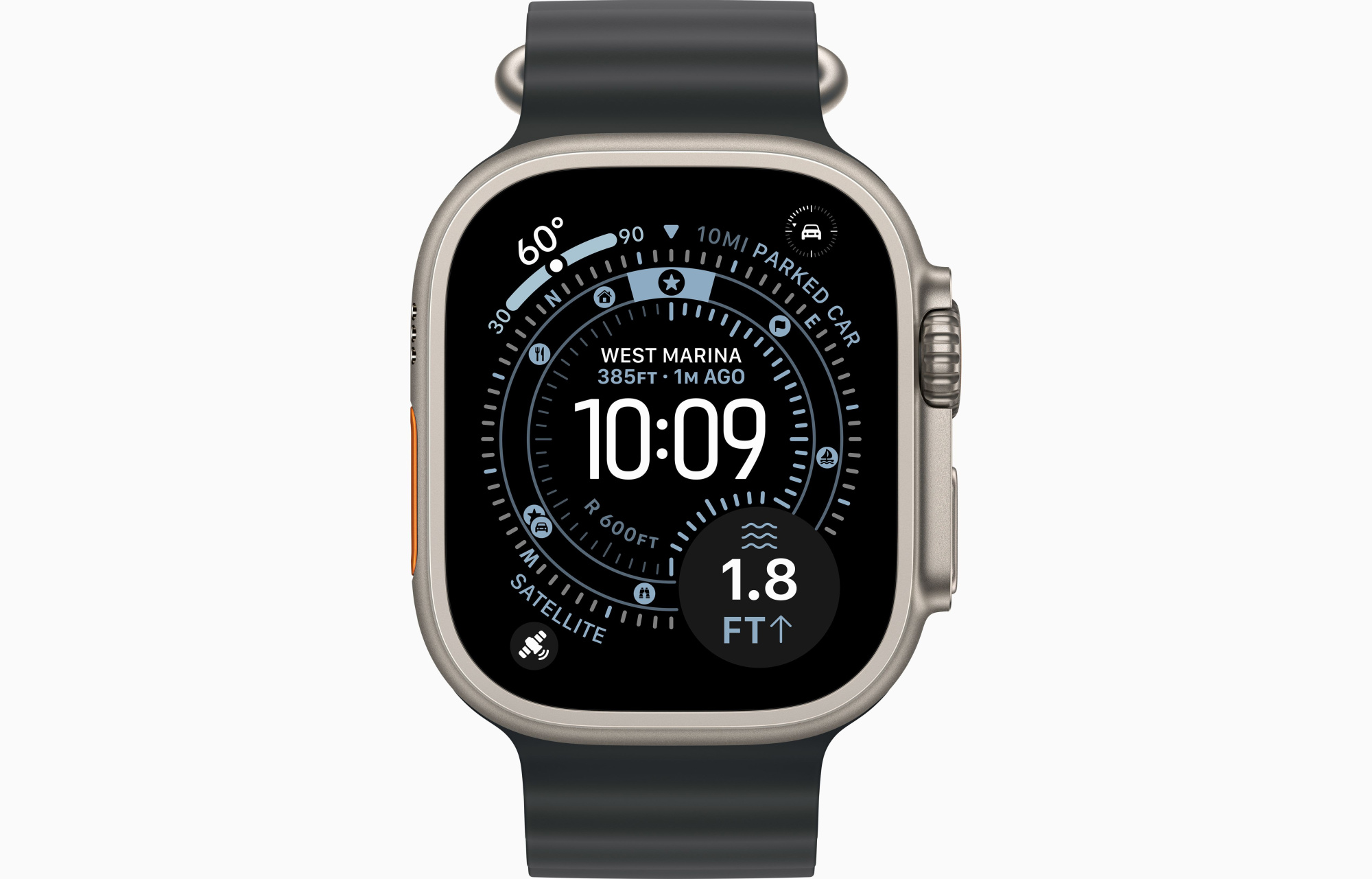 Apple Watch Ultra 3 Natural Titanium Case with Ocean Band Black