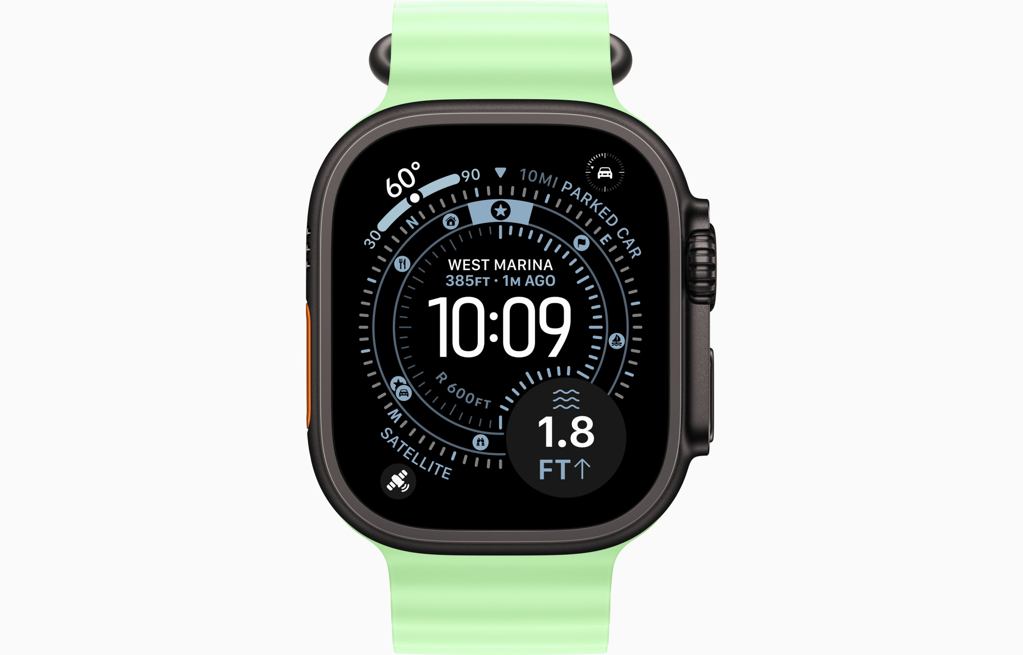 Apple Watch Ultra 3 Black Titanium Case with Ocean Band Neon Green